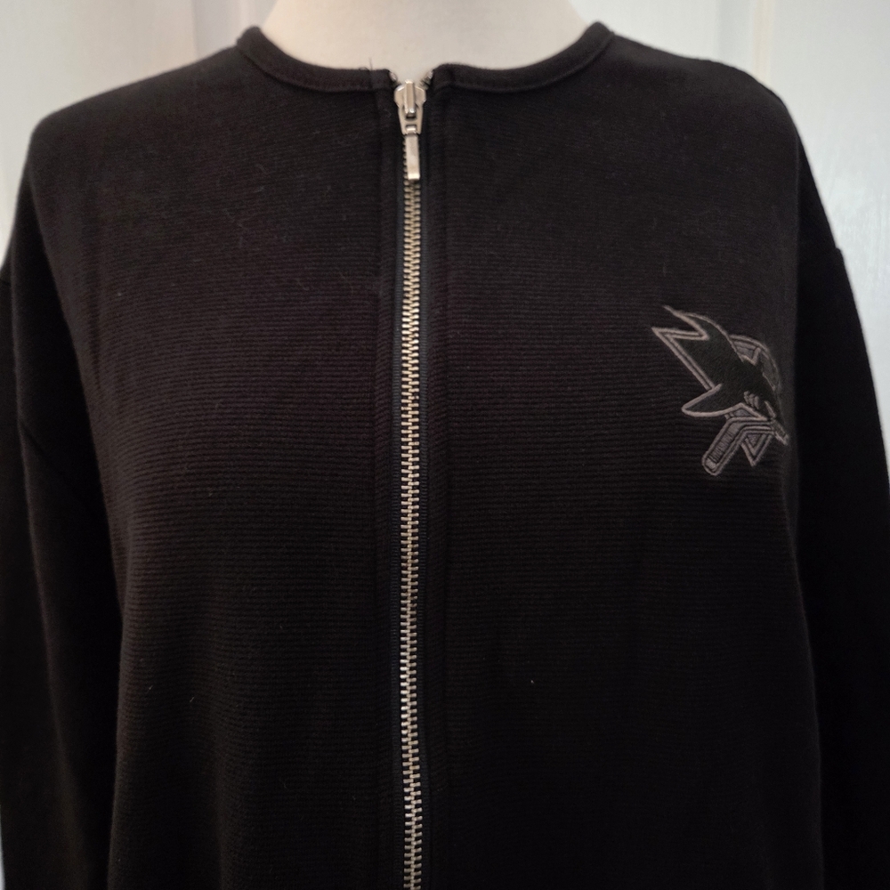 New Women's San Jose Sharks Hockey Jacket Zip Up Athletic Large Size 14 16